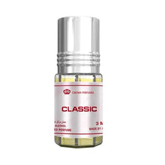 Glazen fles Al-Rehab Parfumolie Classic met zilveren dop in bloemige parfum geurfamilie