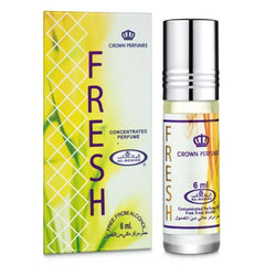 Parfumolie Fresh van Al-Rehab met verpakking en geurige fles van Crown Perfumes