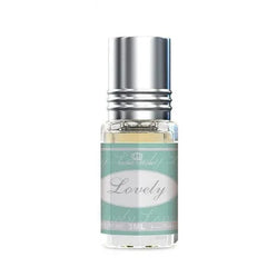 Zilveren cap op parfumolie Lovely met mintgroen etiket, bloemige parfum geurfamilie