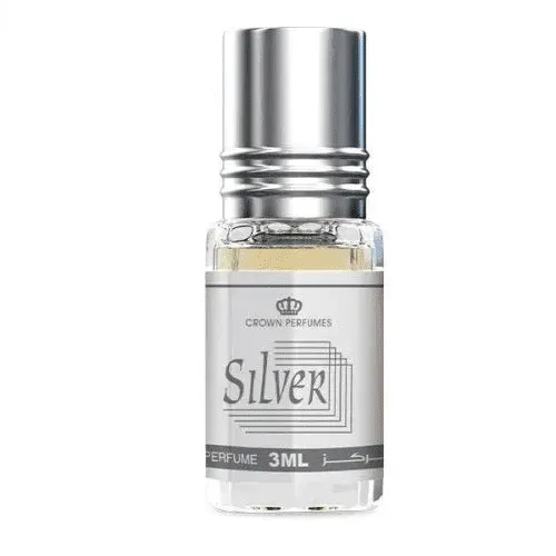 Zilveren parfumolie fles met metallic dop van 3ml Al-Rehab Parfumolie Silver