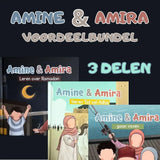 Amine en Amira voordeelbundel met drie kleurrijke kinderboeken over ramadan, eid al-adha en visavonturen