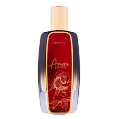 Flesje parfum Amora de Femme met rode label en gouden dop