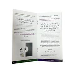 Open book with Arabic text and illustration in Illustrated Step-by-Step Guide on How to Perform Umrah