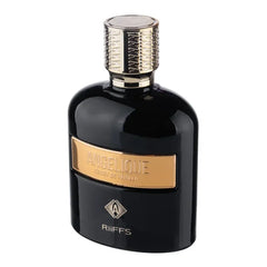 Black parfumfles met gouden label en dop voor Angelique Extrait de Vanilla