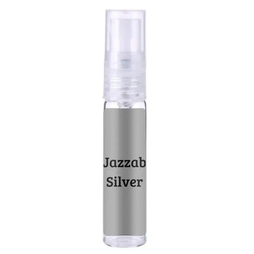 Heldere glazen sprayfles met zilverkleurig metalen label jazzab silver van Ard al Zaafaran jazzab silver