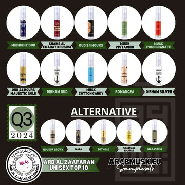 Ard al Zaafaran Top 10 Unisex Sample Set 2024 Q3 - Islamboekhandel.nl