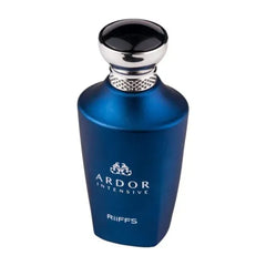 Blue Ardor Intensive parfumfles met zilveren en zwarte dop, luxe geurervaring
