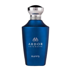 Blue Ardor Intensive geurflacon met zilveren dop voor een luxe parfumervaring