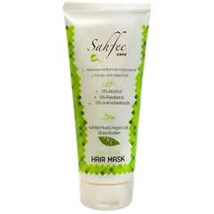 Witte tube van Sahfee Witte Musk Haarmasker met groene accenten en Argan Olie