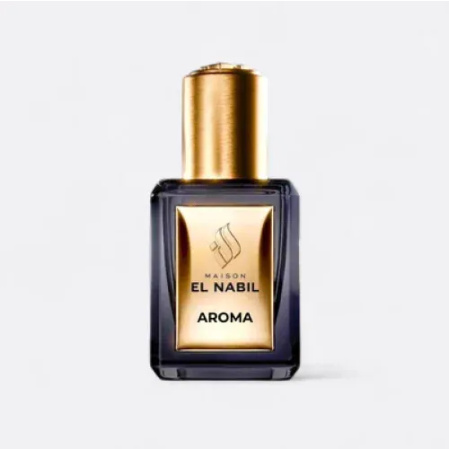 Elegante zwarte en gouden Aroma El-Nabil Parfumolie fles