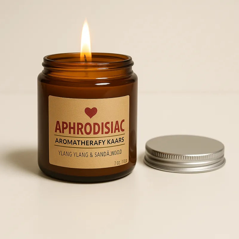 Brandbare amber vaas kaars voor aromatherapie met ylang ylang aroma