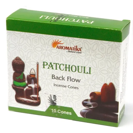 Aromatika Patchouli backflow incense cones box met 10 cones voor aromatherapie