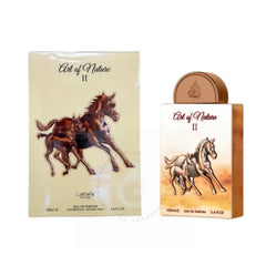 Lattafa Pride Art of Nature 2 parfumfles met renpaard en gouden dop