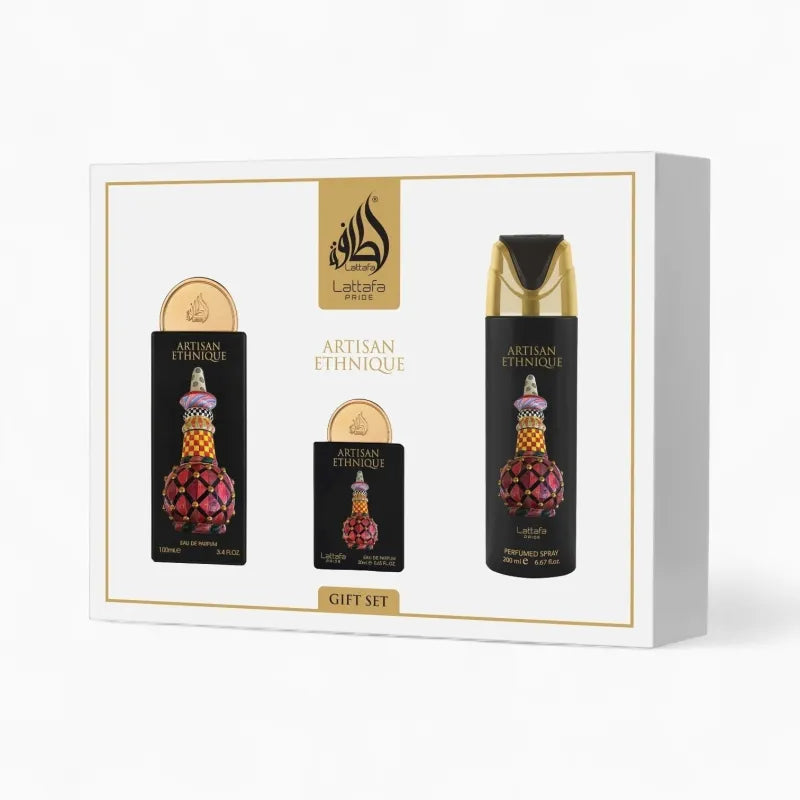 Artisan Ethnique giftset met ananasfles en zwart-gouden accenten
