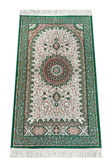 Authentiek Groen Gebedskleed van Chenille – luxe & Comfortabel - Islamboekhandel.nl