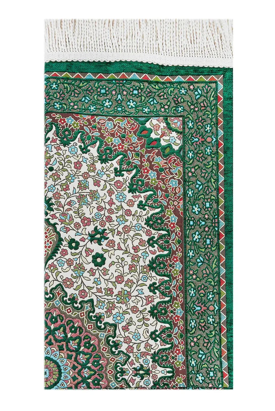 Authentiek Groen Gebedskleed van Chenille – luxe & Comfortabel - Islamboekhandel.nl