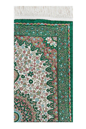 Authentiek Groen Gebedskleed van Chenille – luxe & Comfortabel - Islamboekhandel.nl