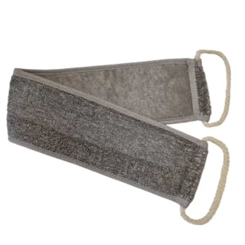 Grijze stofmasker met elastische oorlussen voor Bamboo & Linen Rug Scrub