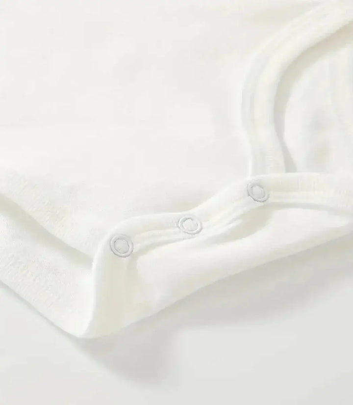 Witte katoenen babyromper unisex met zilveren drukknoopjes en my first ramadan print goud en wit 3-6 maanden