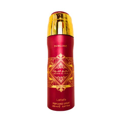 Rode en gouden parfum spraycan van Badee al Oud Sublime Deodorant