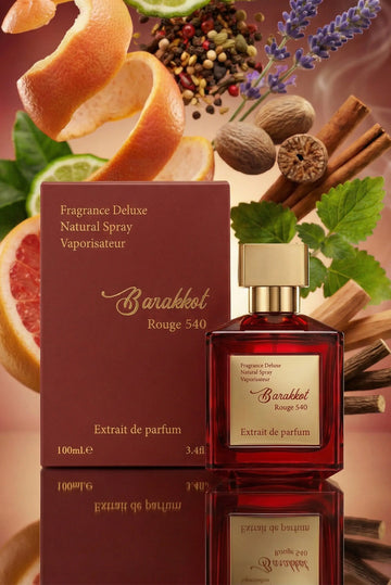 Barakkat Rouge parfumfles zijaanzicht