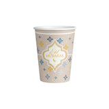Beige papieren beker met goud en blauwe bloemenpatronen en eid mubarak ontwerp bekers eid mubarak eastern gold 8 stuks