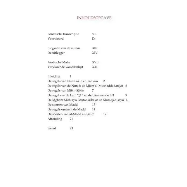 Beknopte uitleg van tuhfah al-atfal -tajwid - Islamboekhandel.nl