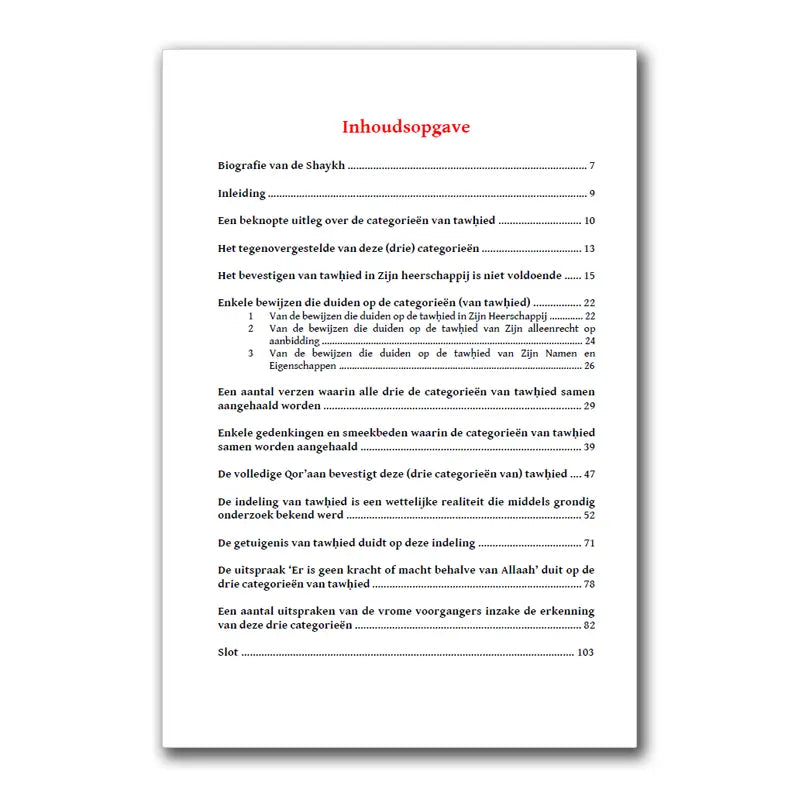 De Bewijzen van de Categorieën van Tawhied - Islamboekhandel.nl