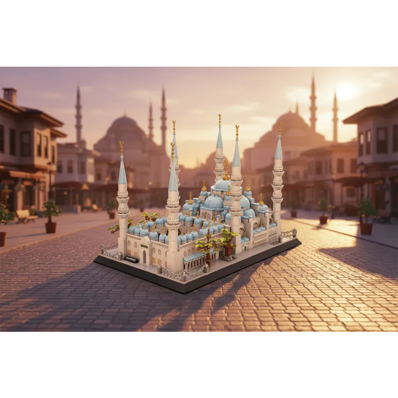 Gedetailleerd Lego-model Blauwe Moskee Istanbul, blauw-wit met goud, 1129 blokjes