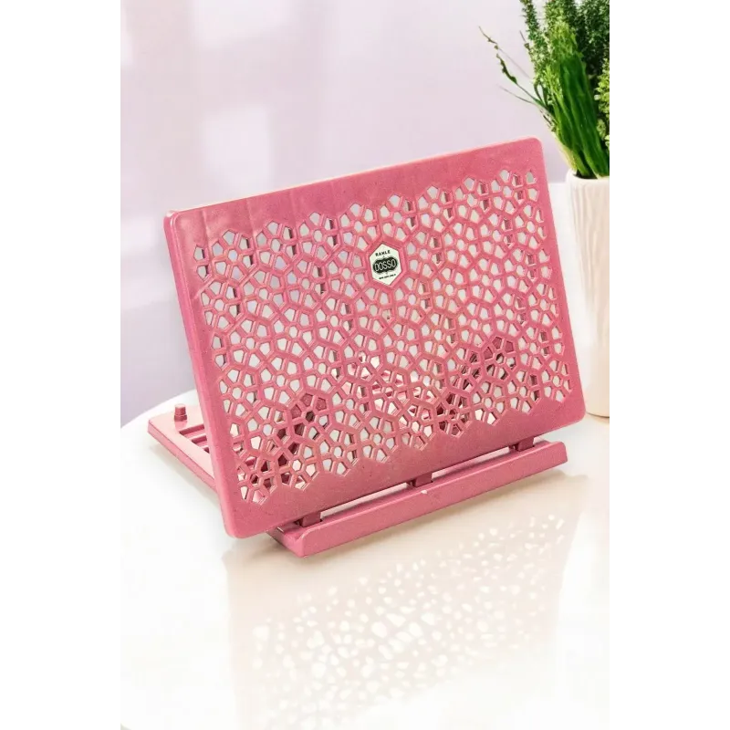 Roze plastic boekleesstandaard koranhouder met verstelbare hoek