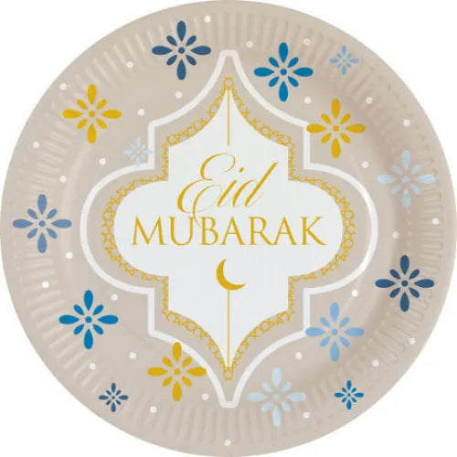 Borden Eid Mubarak -Eastern Gold | 23 cm | 8 stuks Amscan