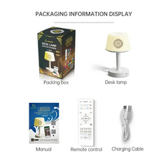Packaging information display van Bureaulamp Azan Klok Quran Speler SQ917, inclusief bureaulamp azan