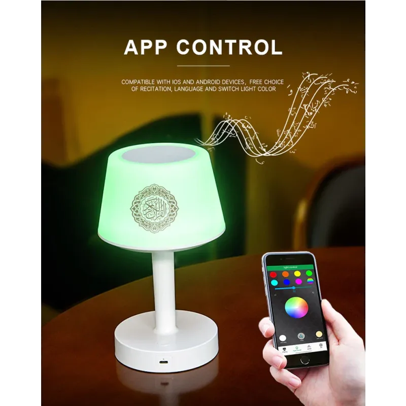 App-bestuurde Quran lamp met kleurveranderend licht voor bureaulamp Azan Klok SQ917
