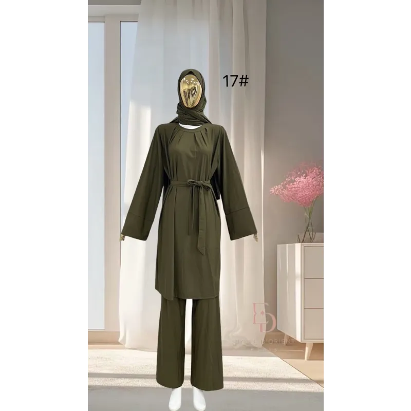 Modeste Burkini Smahane: olijfgroene loungeset met wijde broek