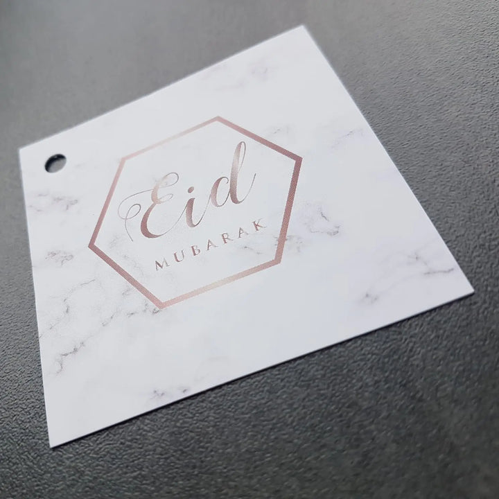 Cadeaukaartjes Eid mubarak -marmer (4 stuks) - Islamboekhandel.nl
