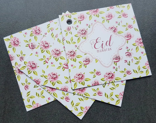 Cadeaukaartjes Eid mubarak -vintage rose (4 stuks) - Islamboekhandel.nl