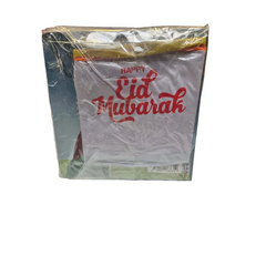 Zilveren folie zak met Happy Eid Mubarak in rood voor cadeaupakket peuters