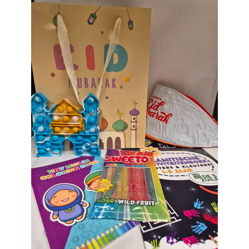 Eid cadeaupakket Spelen met speelgoed en lekkernijen in cadeauzakje