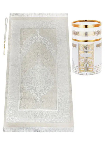 Cadeauset gebed cilinder -Kaaba wit - Islamboekhandel.nl