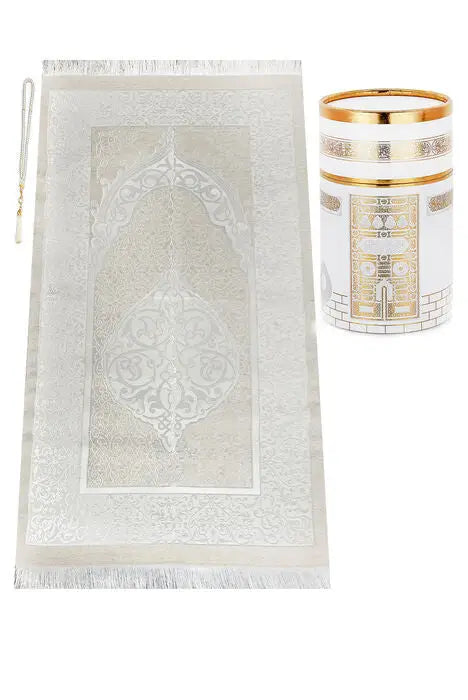 Cadeauset gebed cilinder -Kaaba wit - Islamboekhandel.nl