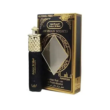 Black and gold arabian nights parfum roll-on met diamantpatroon dop in cadeauset lovely voor heren en dames