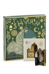 Groene en gouden sierlijke cadeauset lovely met islamitisch ontwerp van lantaarns maantjes en bloemmotieven