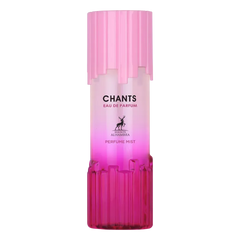 Pink gradient chants body mist fles met geribbelde translucent behuizing en bijpassende dop