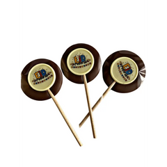 Drie chocolade lolly Eid Mubarak met Eid Mubarak print voor feestelijke traktatie