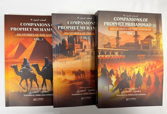 Drie hardcover boeken companions of prophet muhammad met 104 verhalen over sahabah met geïllustreerde covers en al firdaus