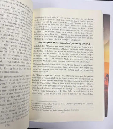 Open boek met arabische tekst en rood-gouden rand in companions of prophet muhammad pbuh 3-delige collectie