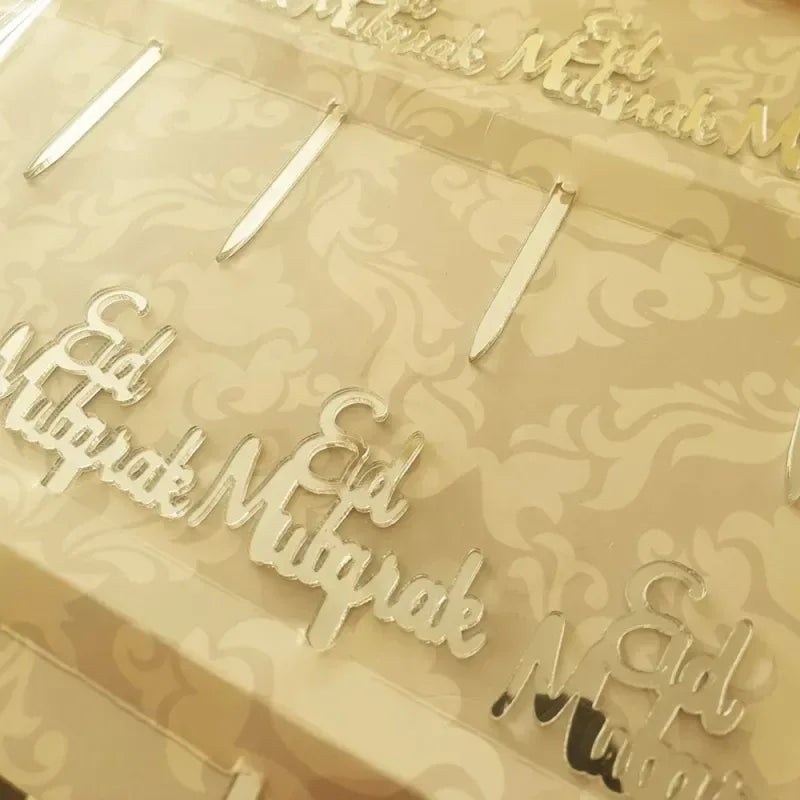 Cupcake prikkers "Eid mubarak" plastic (8 stuks) - Islamboekhandel.nl