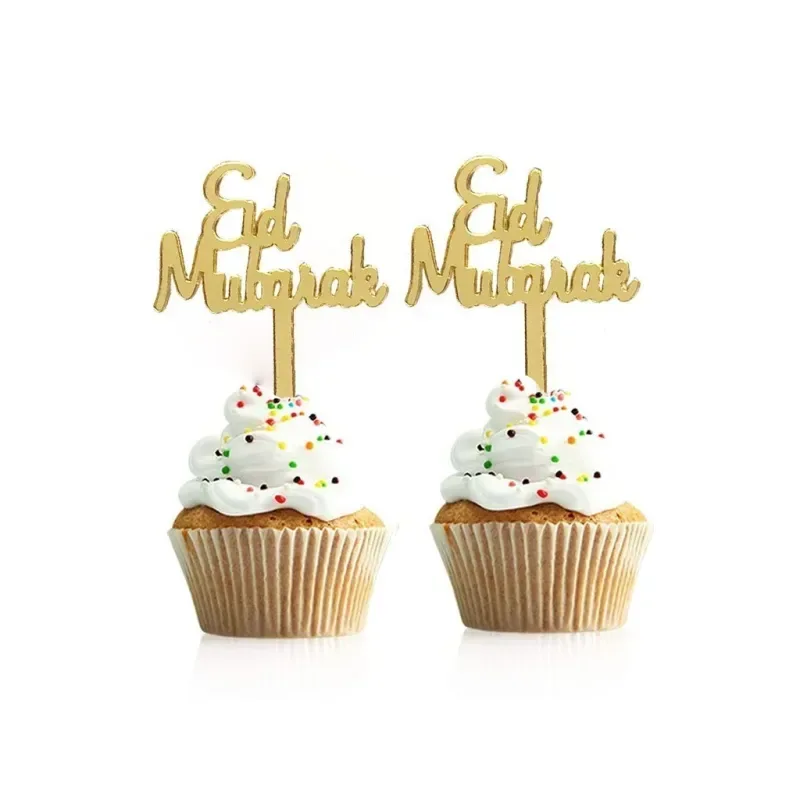 Cupcake prikkers "Eid mubarak" plastic (8 stuks) - Islamboekhandel.nl