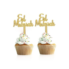 Cupcake prikkers "Eid mubarak" plastic (8 stuks) - Islamboekhandel.nl