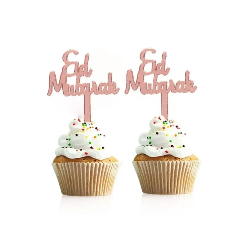 Cupcake prikkers "Eid mubarak" plastic (8 stuks) - Islamboekhandel.nl